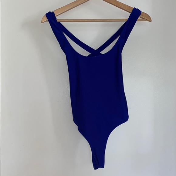 Forever 21 Tops - ROYAL BLUE CRISSCROSS BACK BODYSUIT
